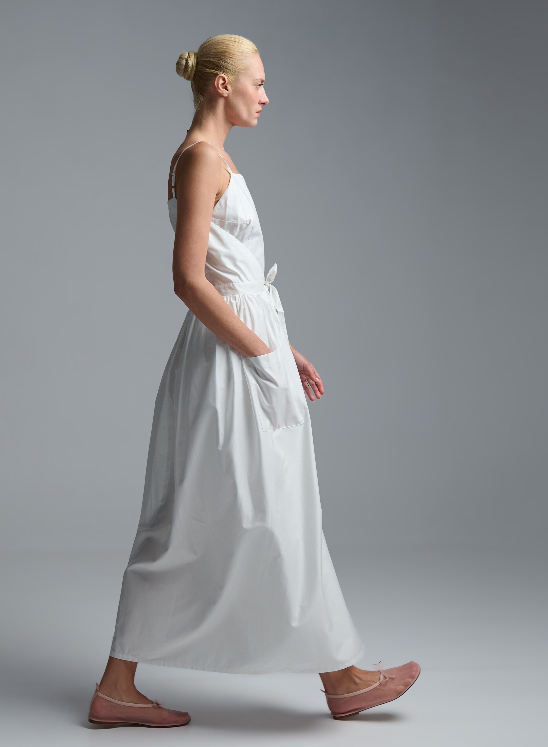 White popline two pieces Dress with straps "SOLONA" Devotion Twins - 6