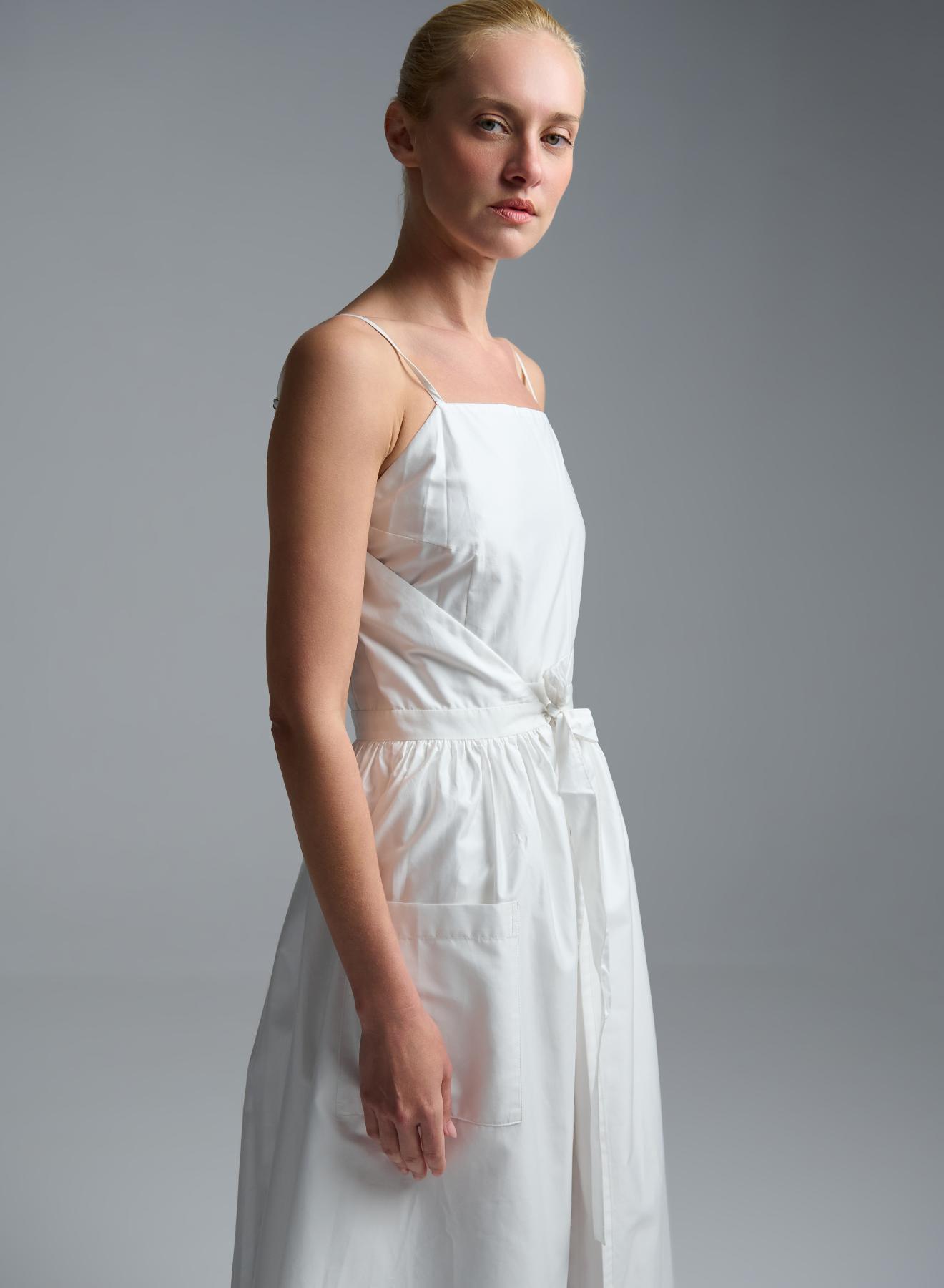 White popline two pieces Dress with straps "SOLONA" Devotion Twins - 5