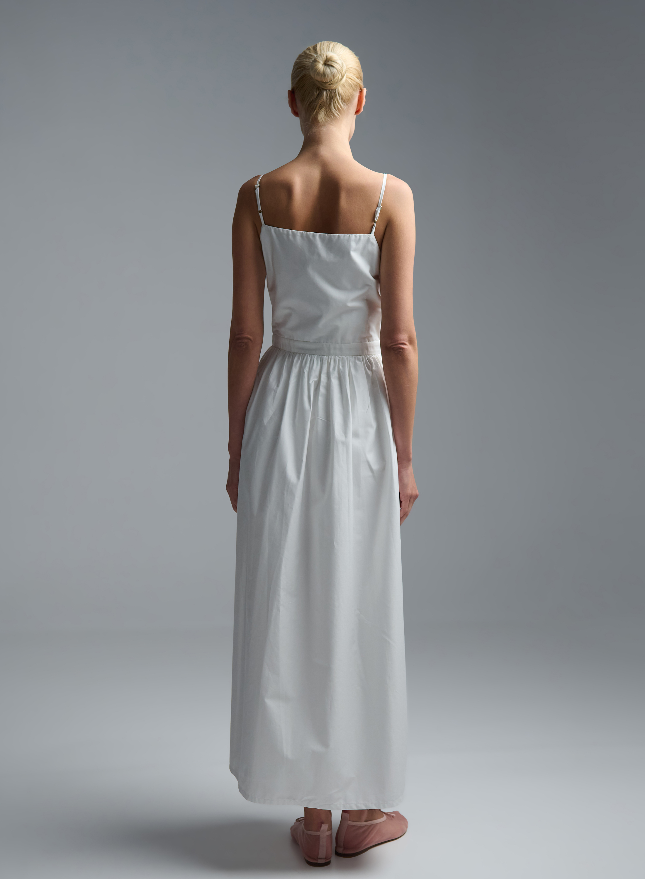 White popline two pieces Dress with straps "SOLONA" Devotion Twins - 9