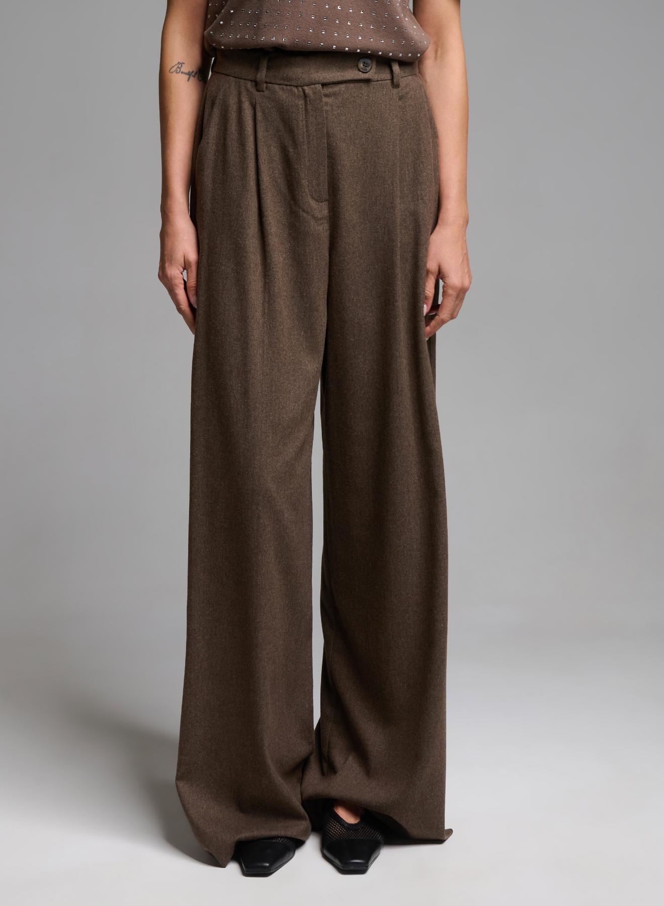 Taupe wide legs Trousers with pleats Emme Marella - 3