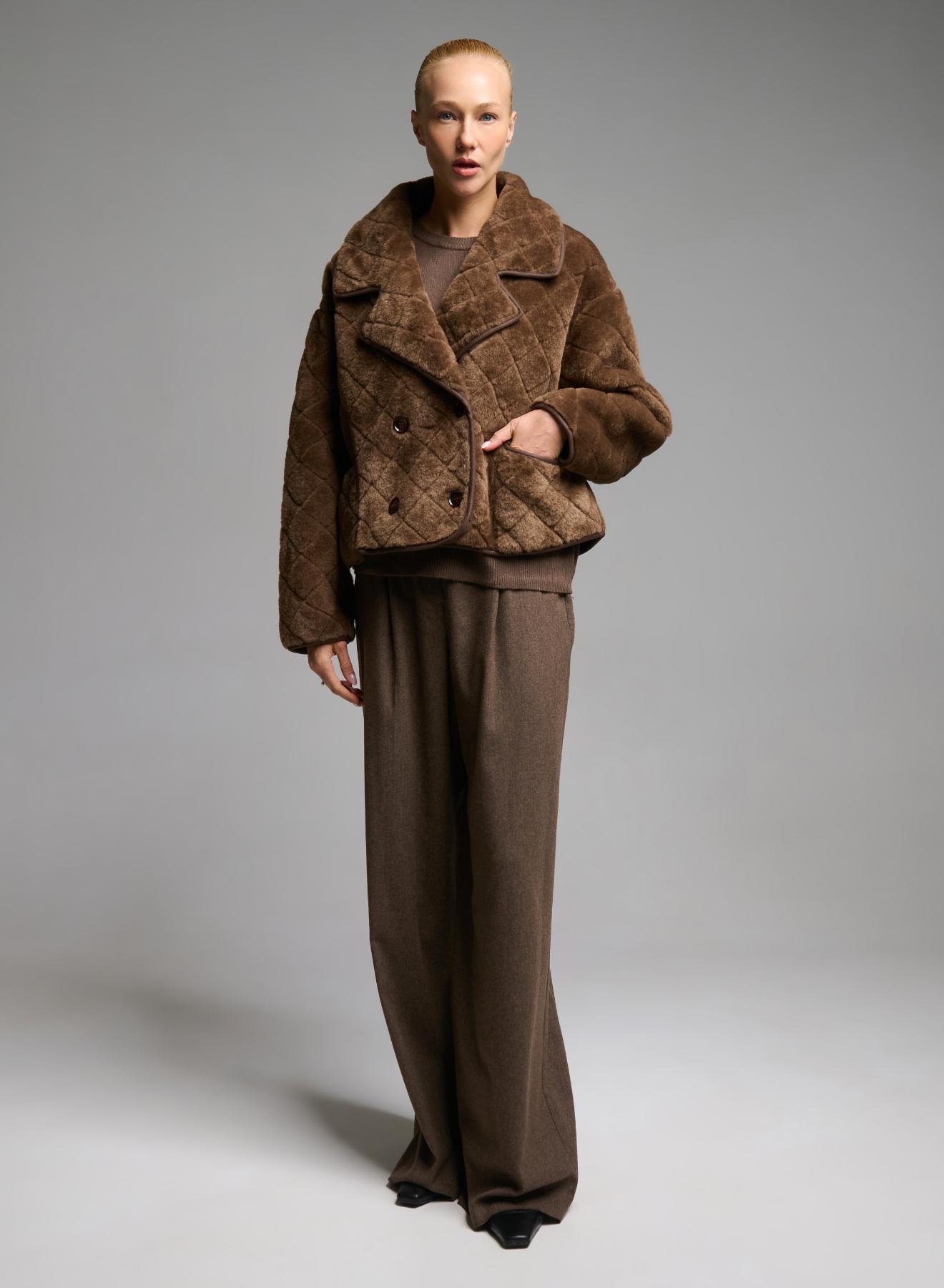 Taupe wide legs Trousers with pleats Emme Marella - 5