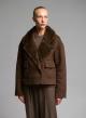 Chocolate Overcoat with eco Fur lapels Alessia Massimo - 3