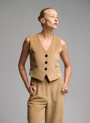 Camel three buttoned corduroy Vest Emme Marella - 65742