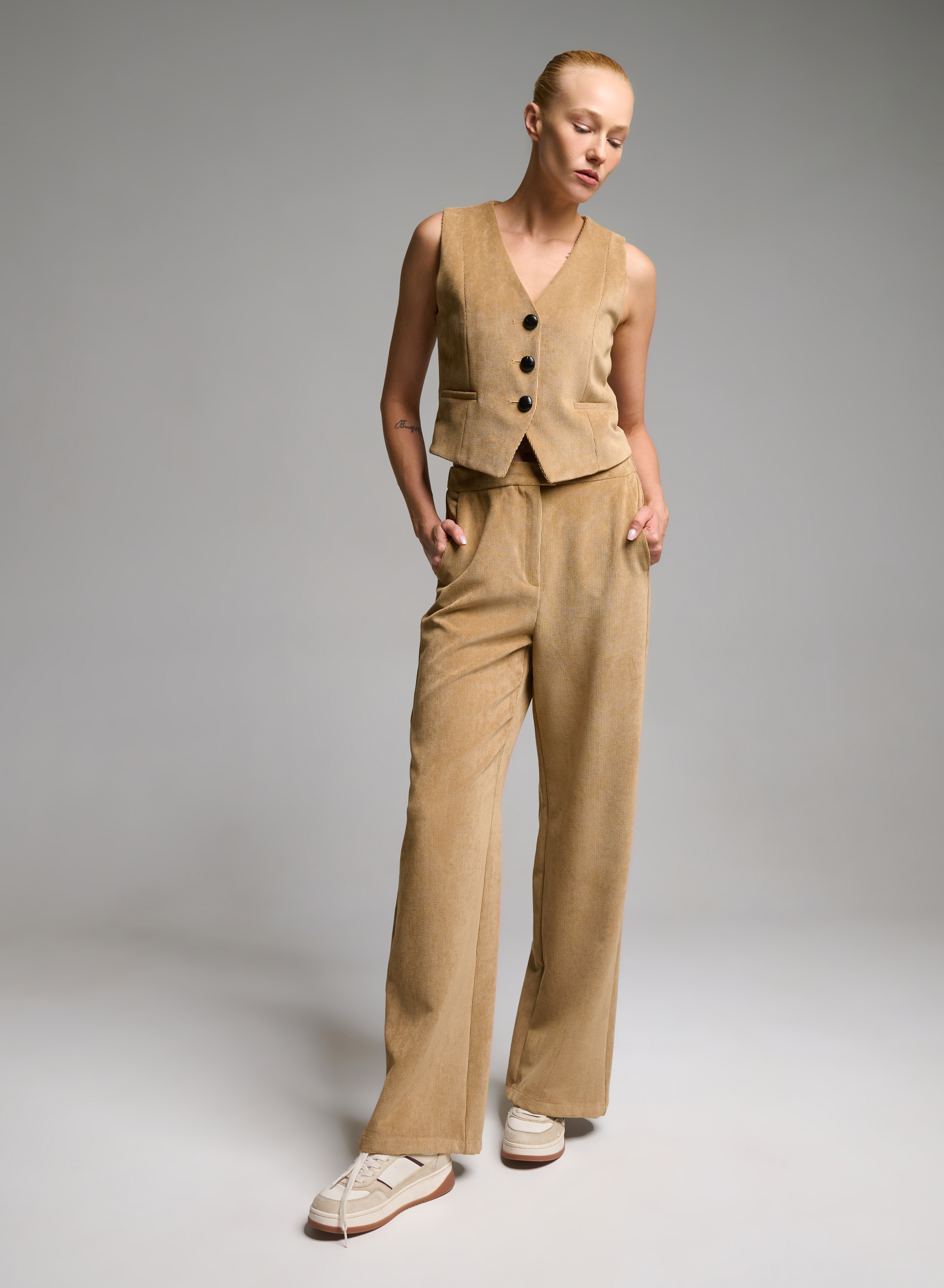 Camel three buttoned corduroy Vest Emme Marella - 1