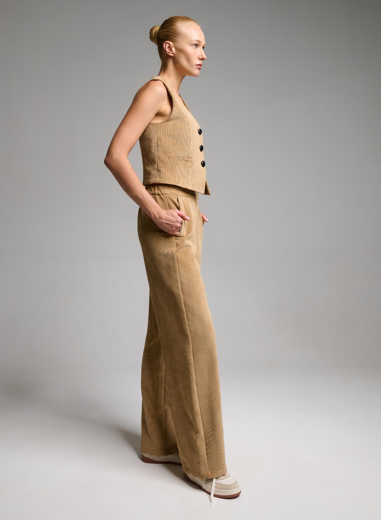 Camel straight fit corduroy Trousers Emme Marella - 4