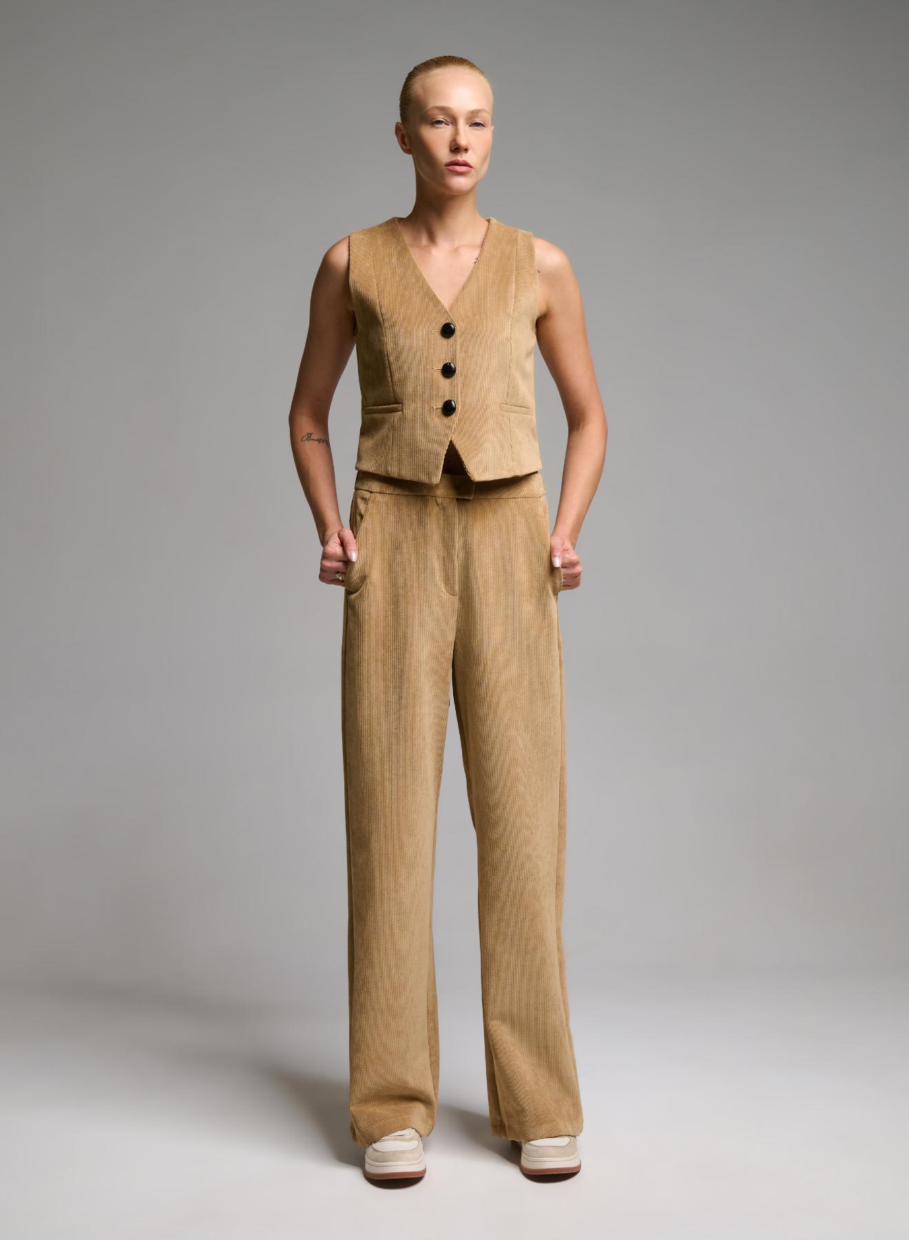 Camel straight fit corduroy Trousers Emme Marella - 5