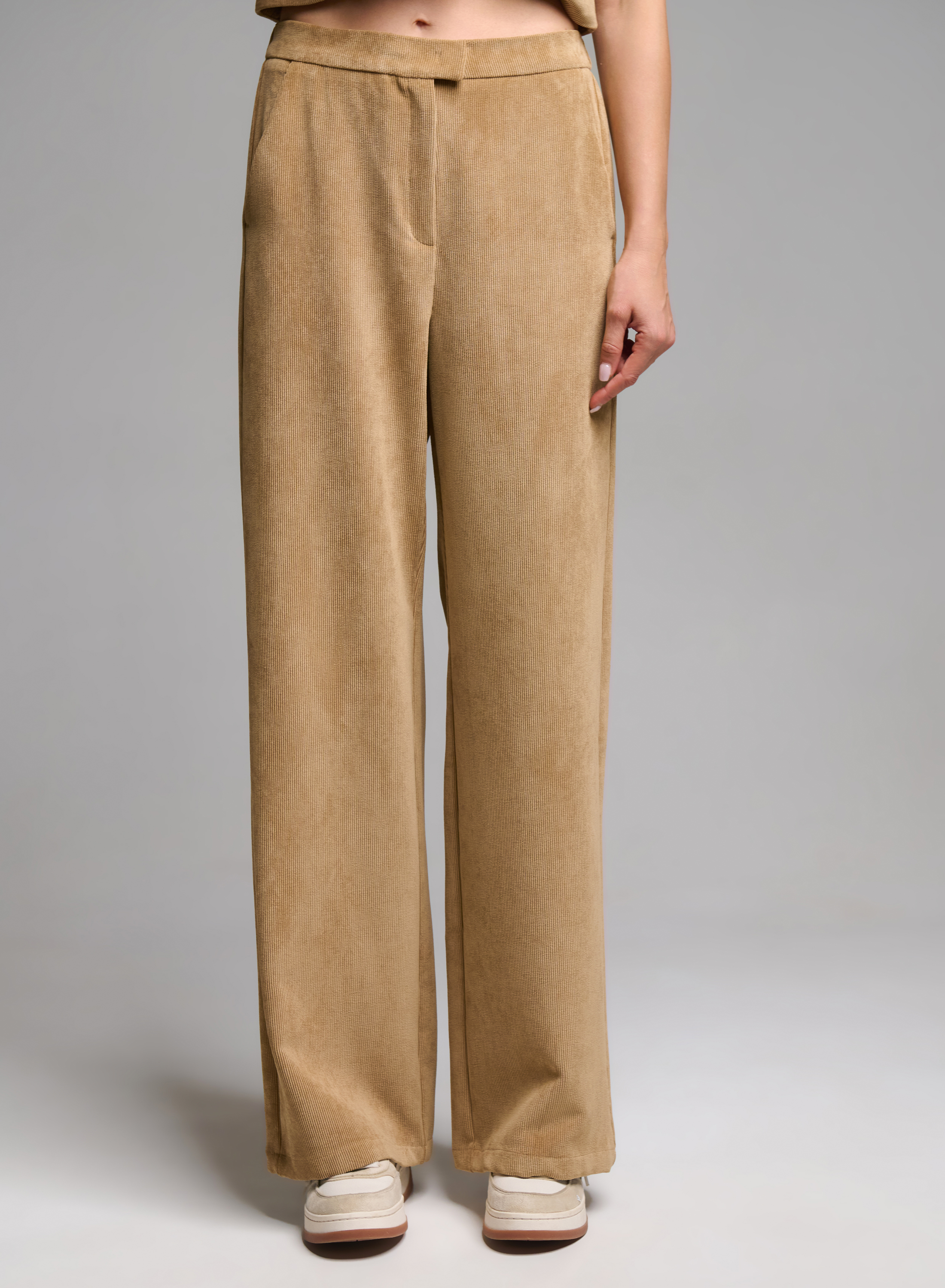 Camel straight fit corduroy Trousers Emme Marella - 6