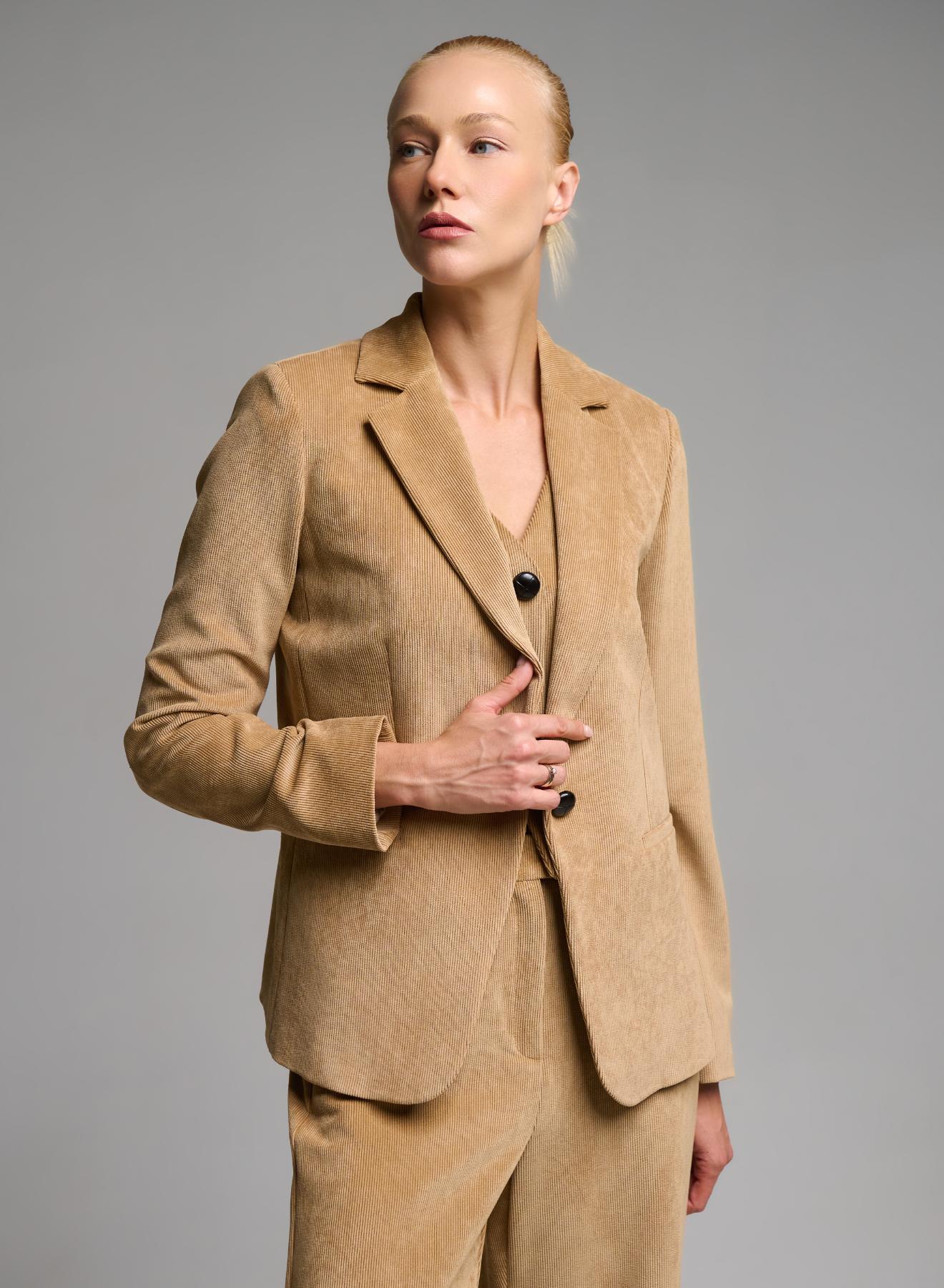 Camel single buttoned corduroy Jacket Emme Marella - 4