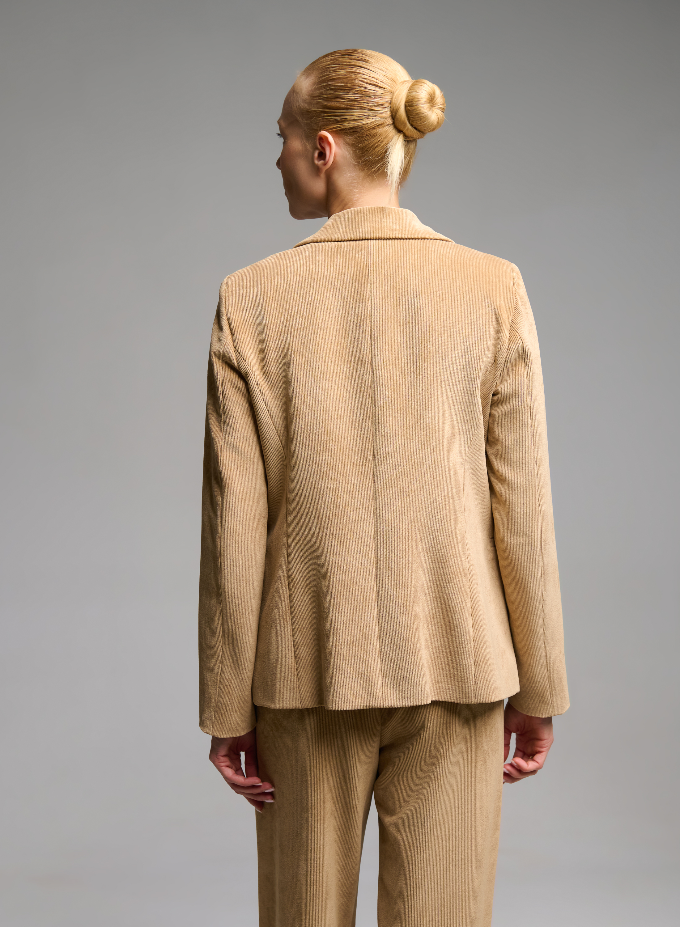 Camel single buttoned corduroy Jacket Emme Marella - 4