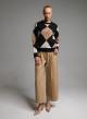 Camel-Ecru-Black diamond pattern knitted Blouse Cozy - 2