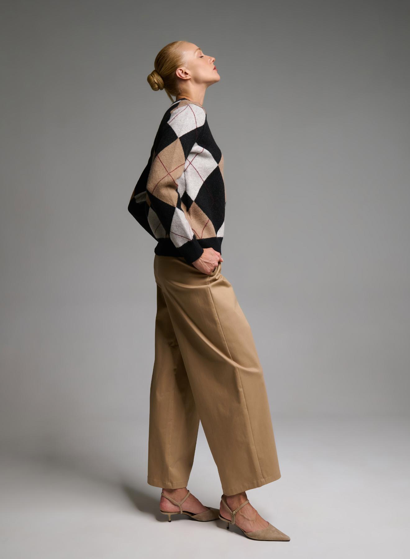 Camel wide legs Trousers with pleats Emme Marella - 3