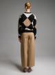 Camel-Ecru-Black diamond pattern knitted Blouse Cozy-6