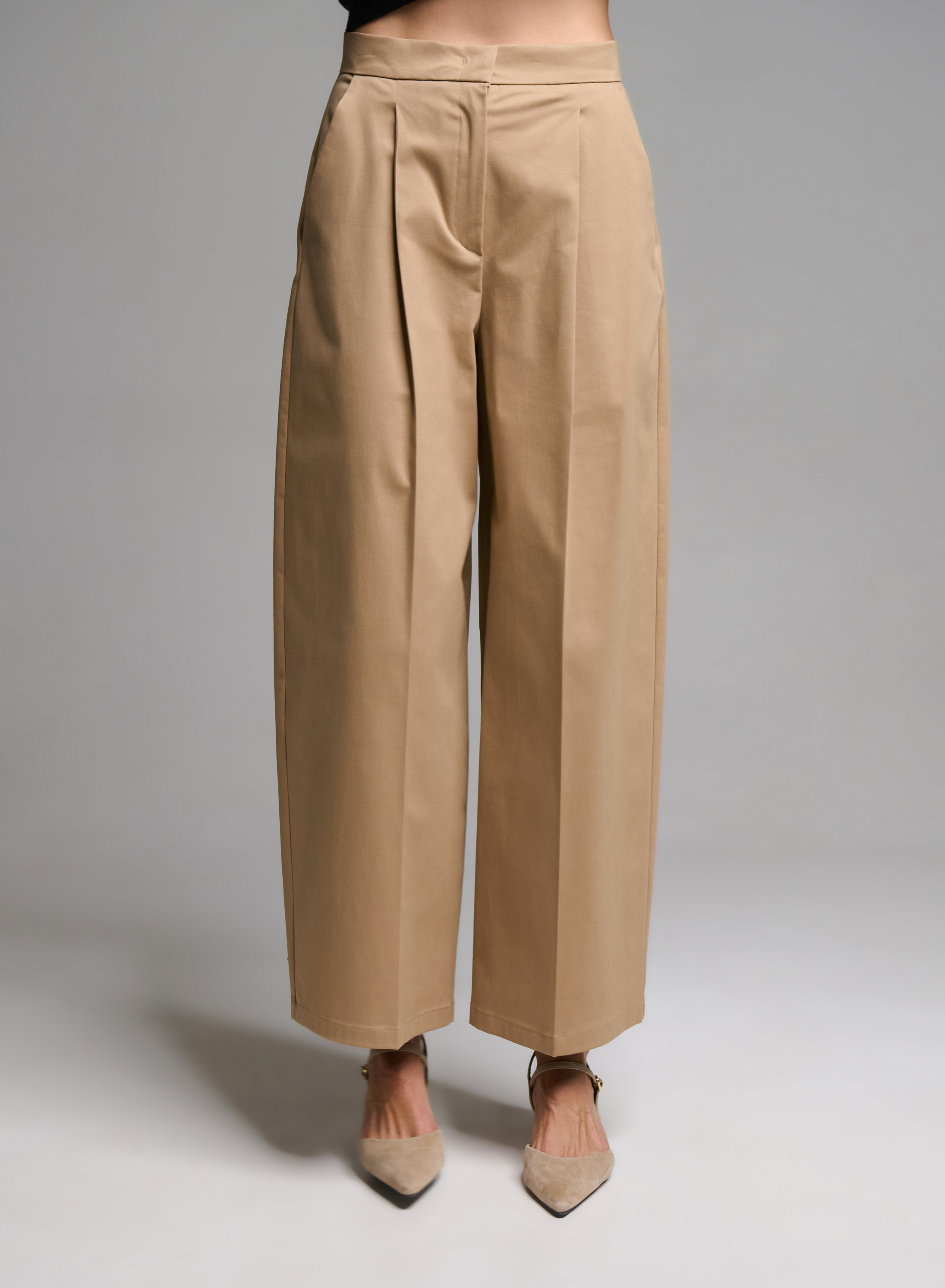 Camel wide legs Trousers with pleats Emme Marella - 3