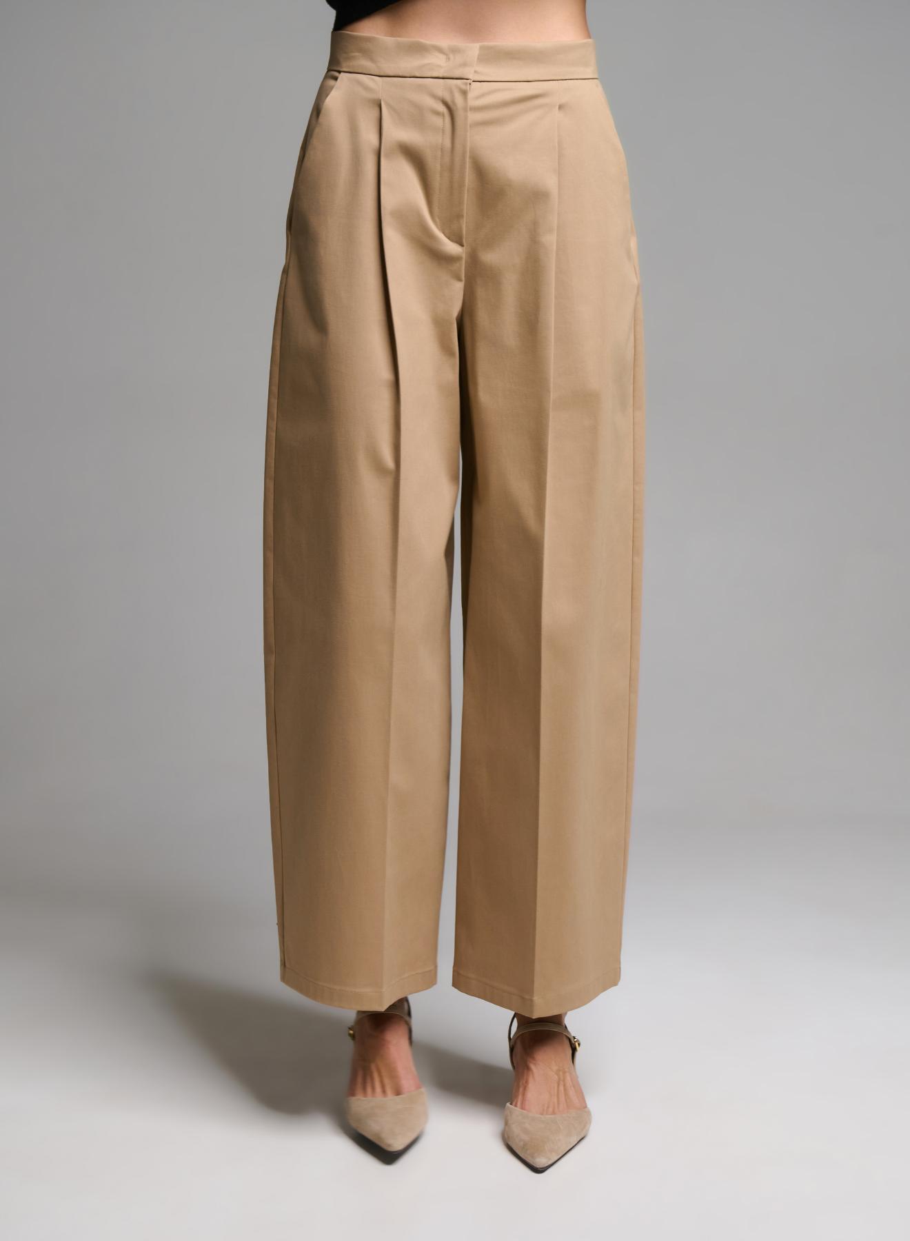 Camel wide legs Trousers with pleats Emme Marella - 4