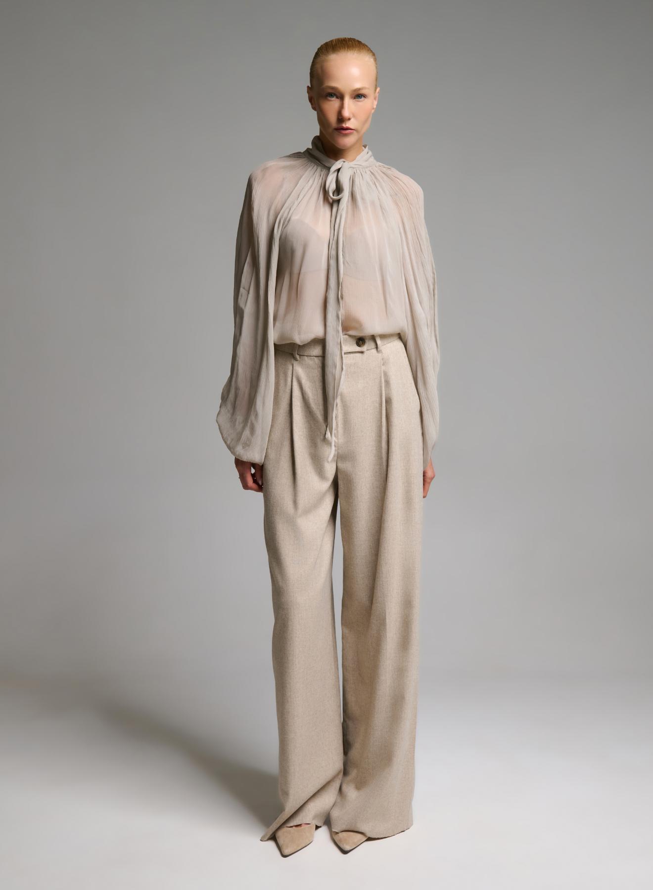 Beige wide legs Trousers with pleats Emme Marella - 1
