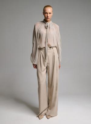 Beige wide legs Trousers with pleats Emme Marella - 65841
