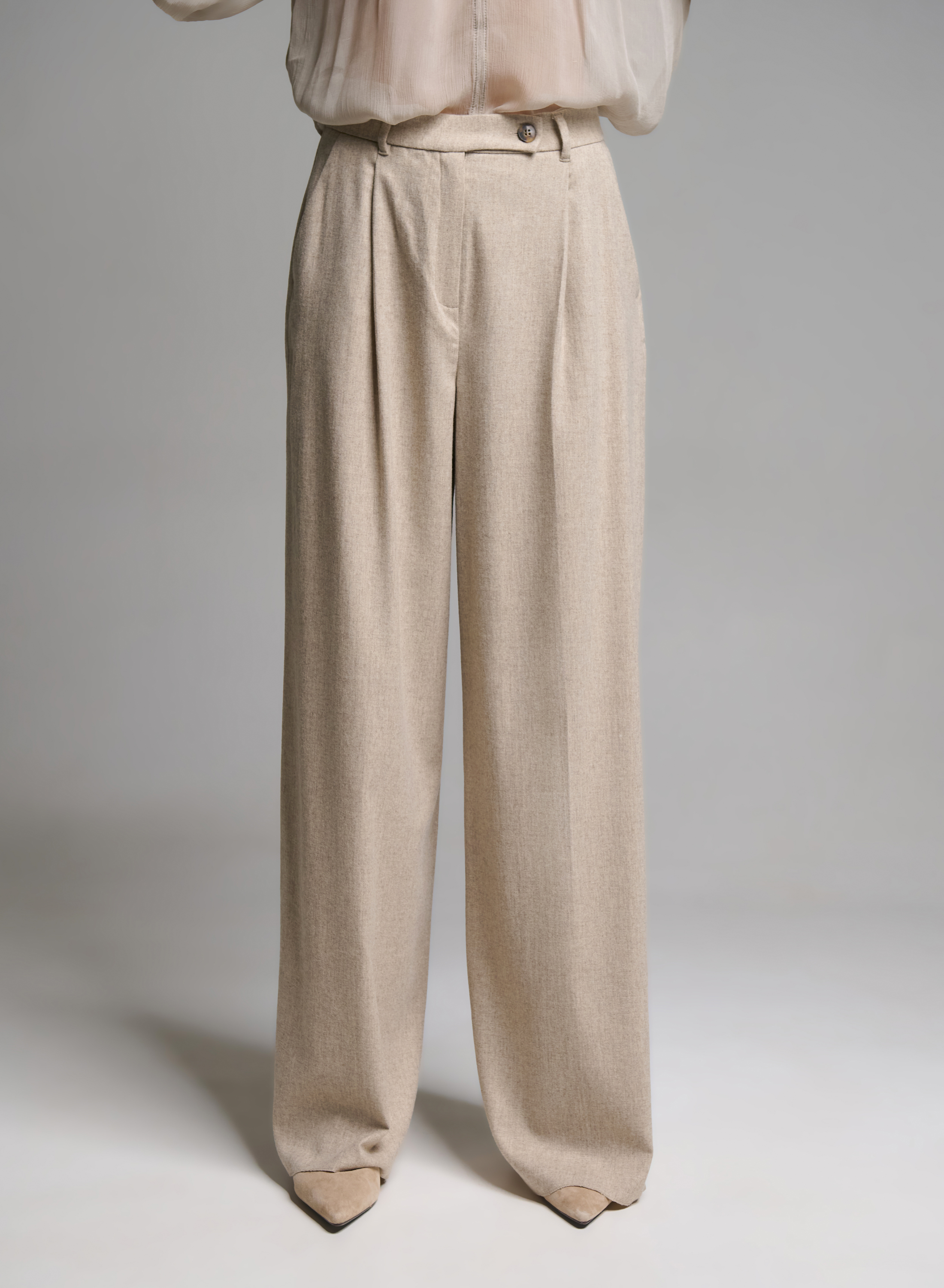 Beige wide legs Trousers with pleats Emme Marella - 1
