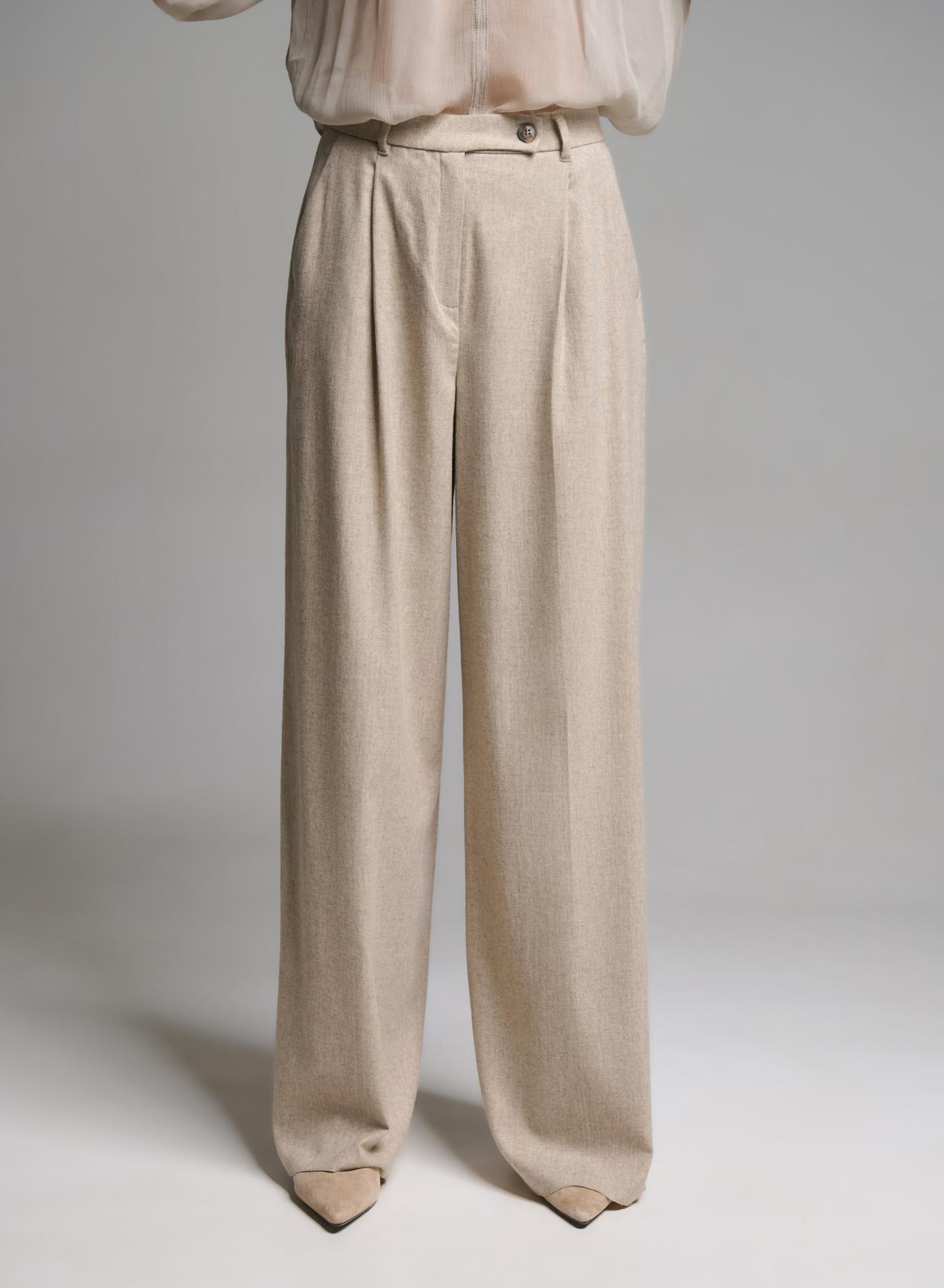 Beige wide legs Trousers with pleats Emme Marella - 2