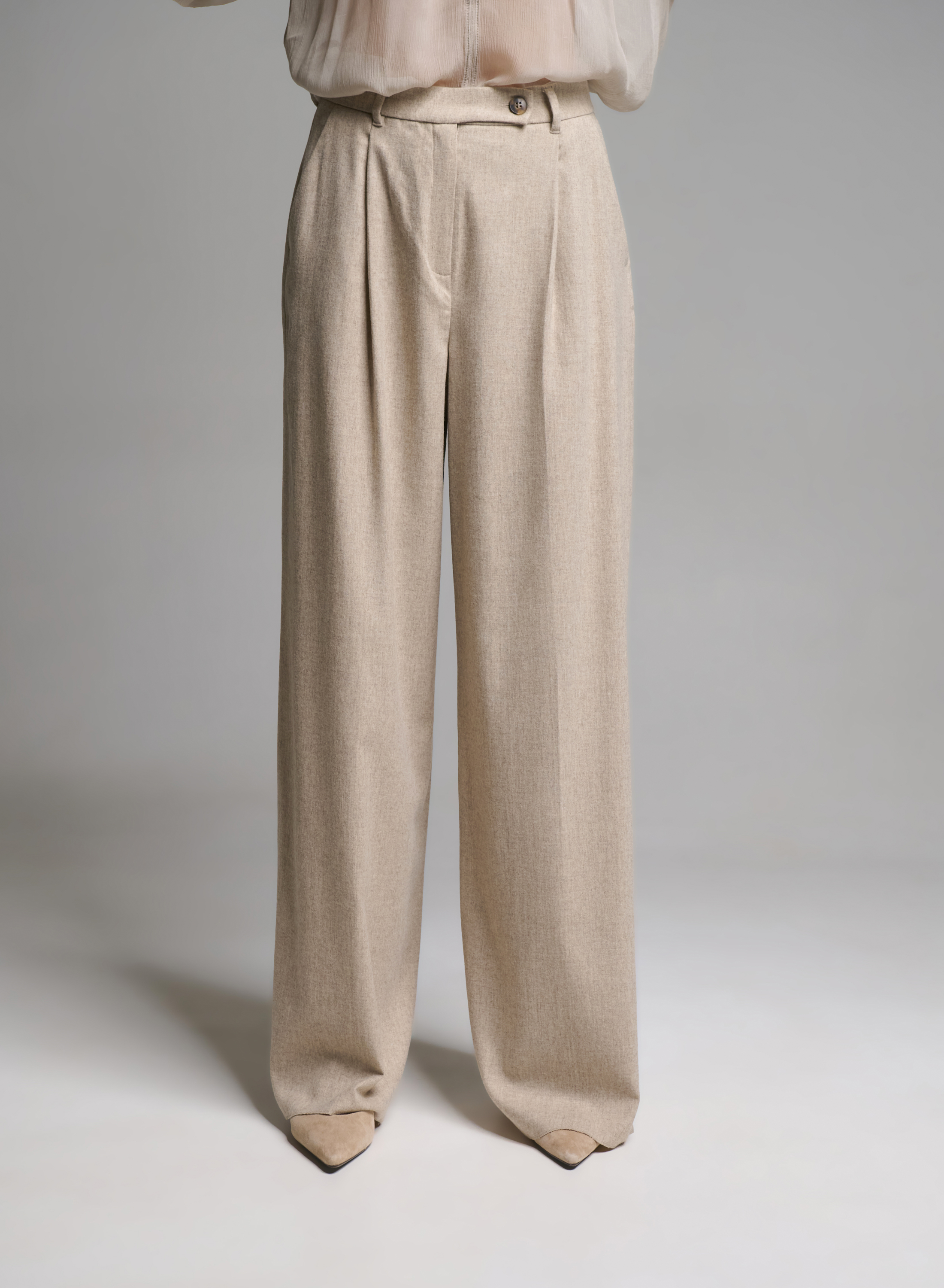 Beige wide legs Trousers with pleats Emme Marella - 4