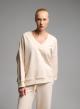 Cream loose fit Sweatshirt with V neckline Vicolo - 4