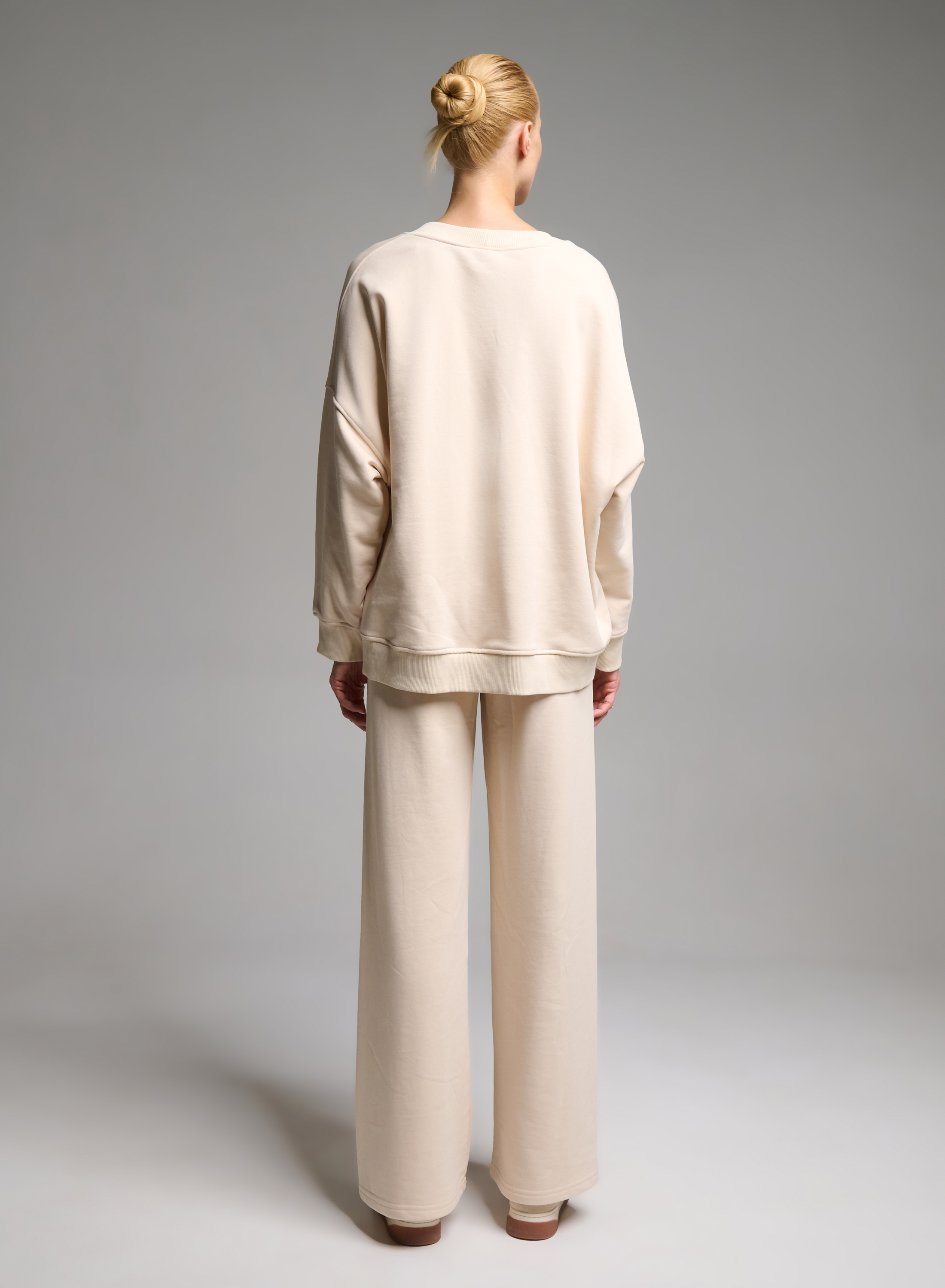 Cream straight fit Sweatpants with elasticated waistband with drawstring Vicolo - 3