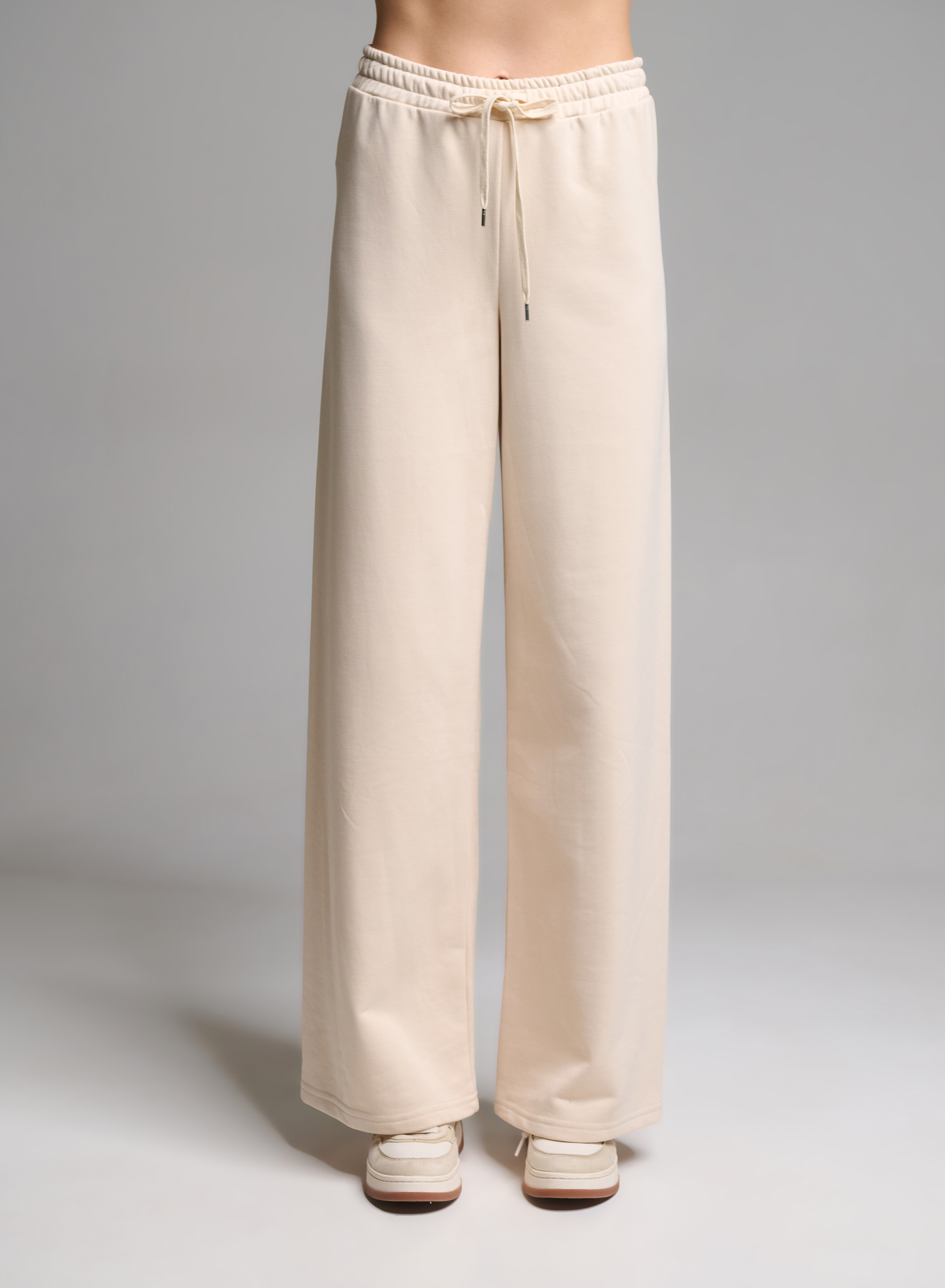 Cream straight fit Sweatpants with elasticated waistband with drawstring Vicolo - 2