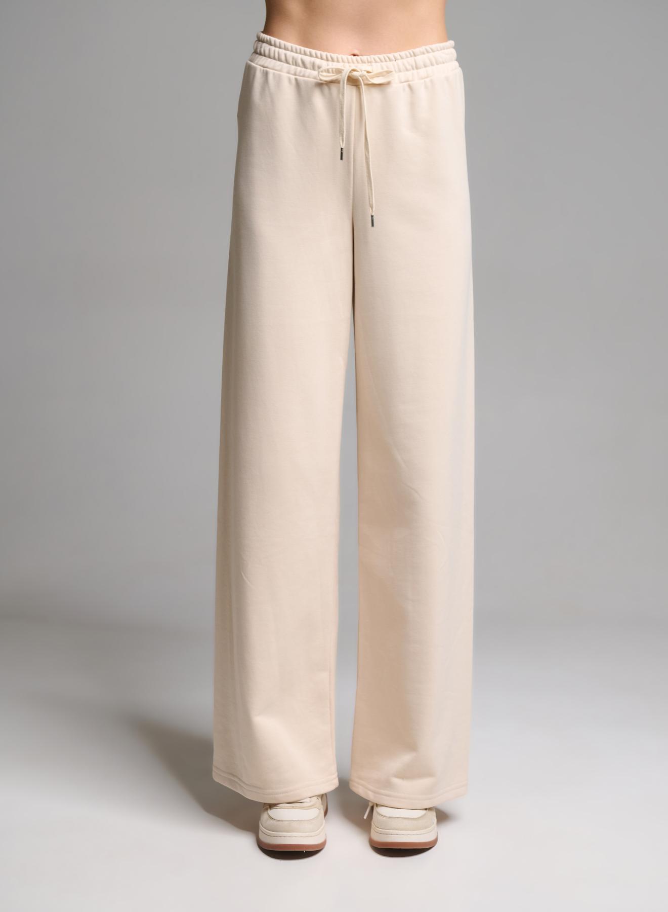 Cream straight fit Sweatpants with elasticated waistband with drawstring Vicolo - 3