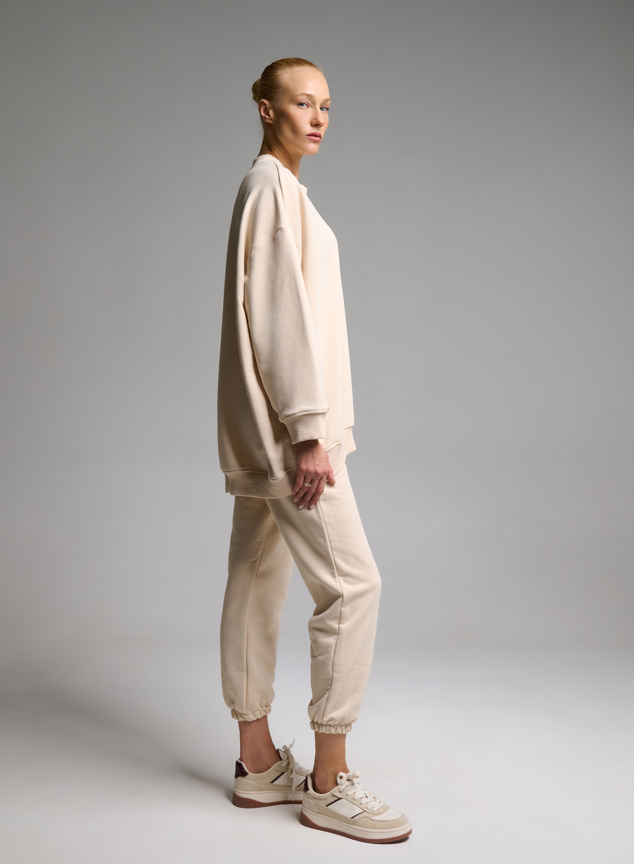 Cream Sweatpants with elasticated hem Vicolo - 1