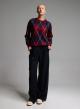 Blue-Red diamond pattern knitted Blouse Mon Amour Pour Toi - 2