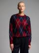Blue-Red diamond pattern knitted Blouse Mon Amour Pour Toi - 4