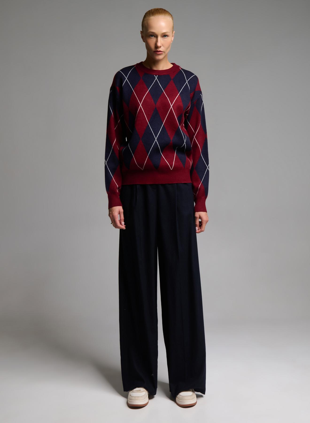 Navy Blue wide legs Παντελόνι με πιέτες Emme Marella - 1