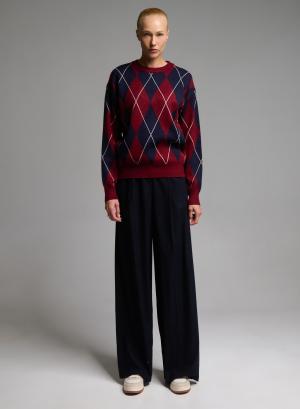 Navy Blue wide legs Παντελόνι με πιέτες Emme Marella - 66119