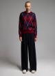 Blue-Red diamond pattern knitted Blouse Mon Amour Pour Toi-5