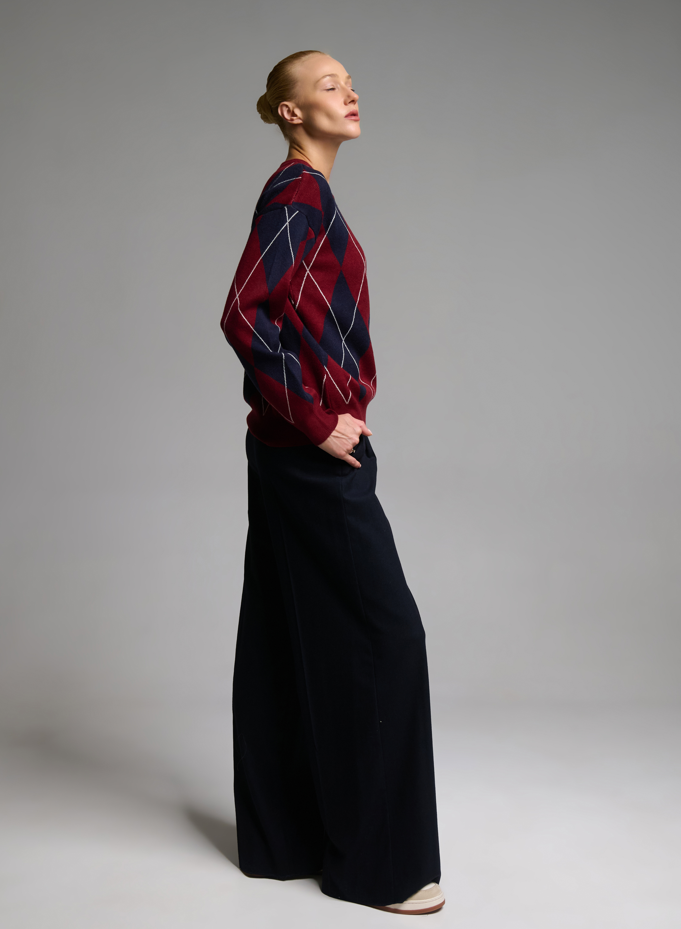 Navy Blue wide legs Παντελόνι με πιέτες Emme Marella - 1