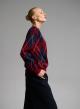 Blue-Red diamond pattern knitted Blouse Mon Amour Pour Toi - 1