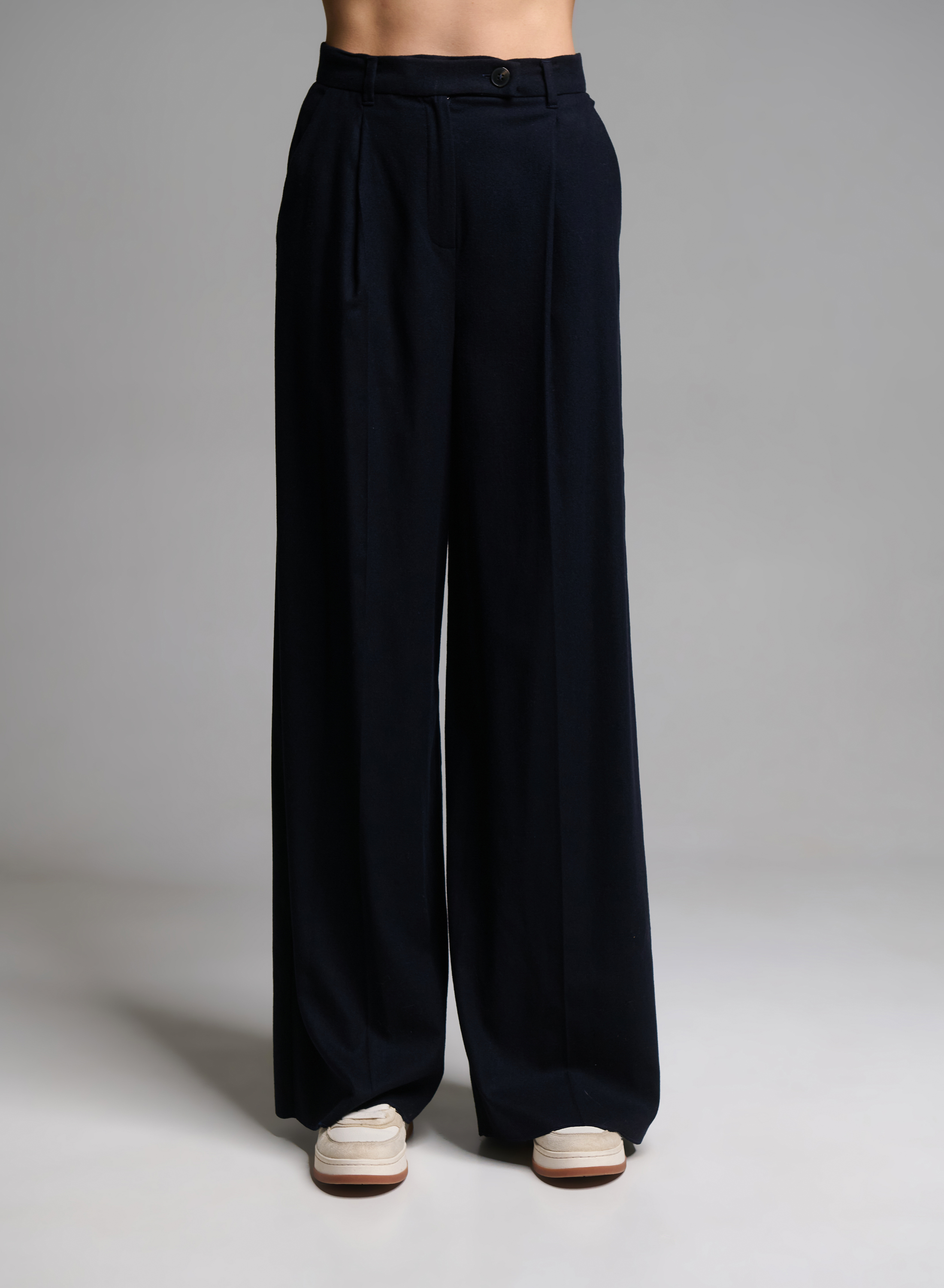 Navy Blue wide legs Παντελόνι με πιέτες Emme Marella - 2