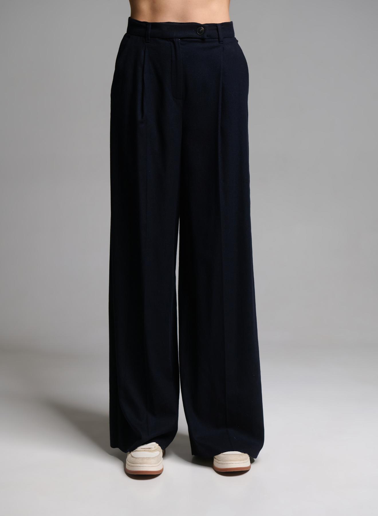 Navy Blue wide legs Παντελόνι με πιέτες Emme Marella - 3