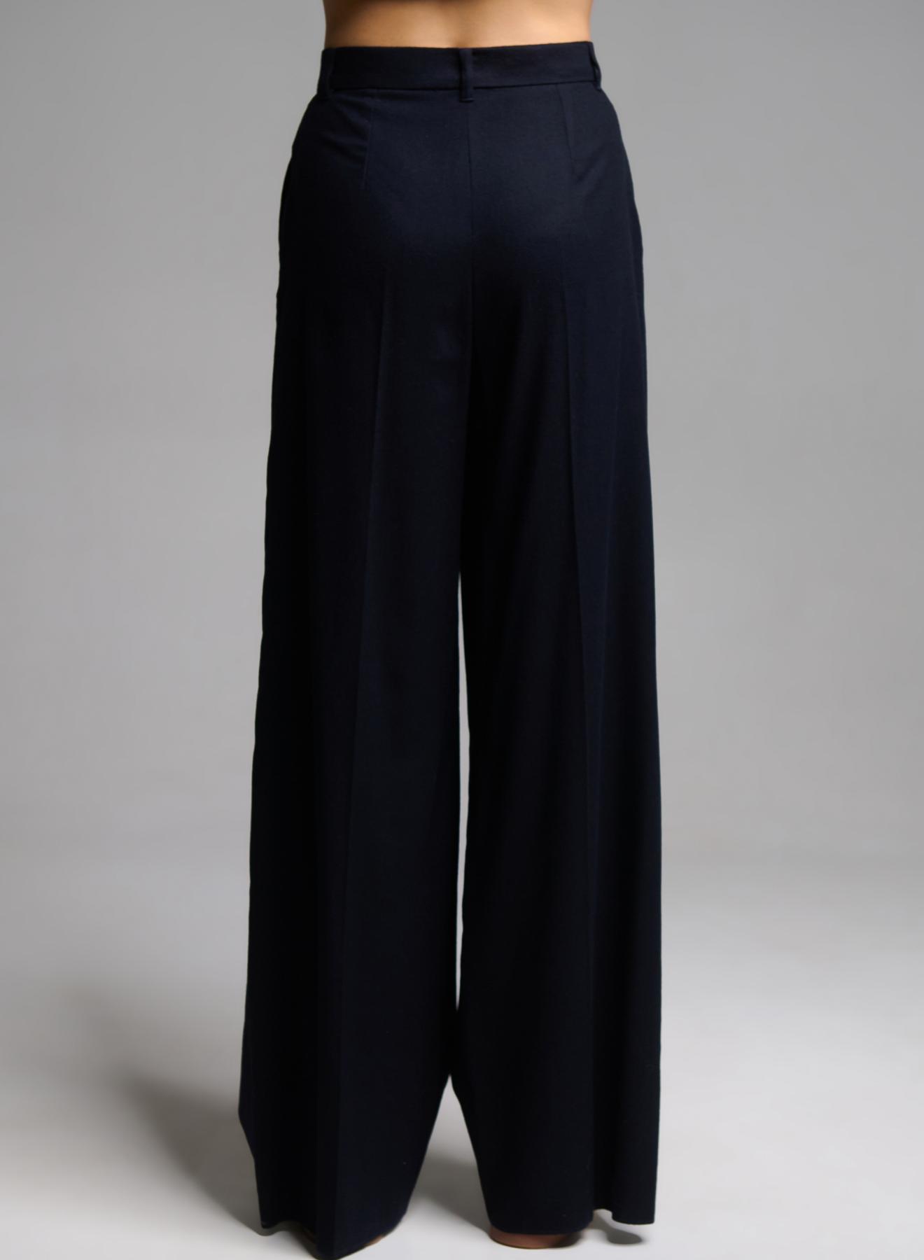 Navy Blue wide legs Παντελόνι με πιέτες Emme Marella - 4
