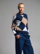 Μπλε wide leg Παντελόνι joggers Jean με λάστιχο και κορδόνι στη μέση Emme Marella - 2