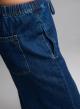 Μπλε wide leg Παντελόνι joggers Jean με λάστιχο και κορδόνι στη μέση Emme Marella - 1