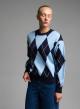 Blue-Light Blue diamond pattern knitted Blouse Mon Amour Pour Toi - 0