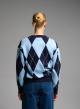 Blue-Light Blue diamond pattern knitted Blouse Mon Amour Pour Toi - 3