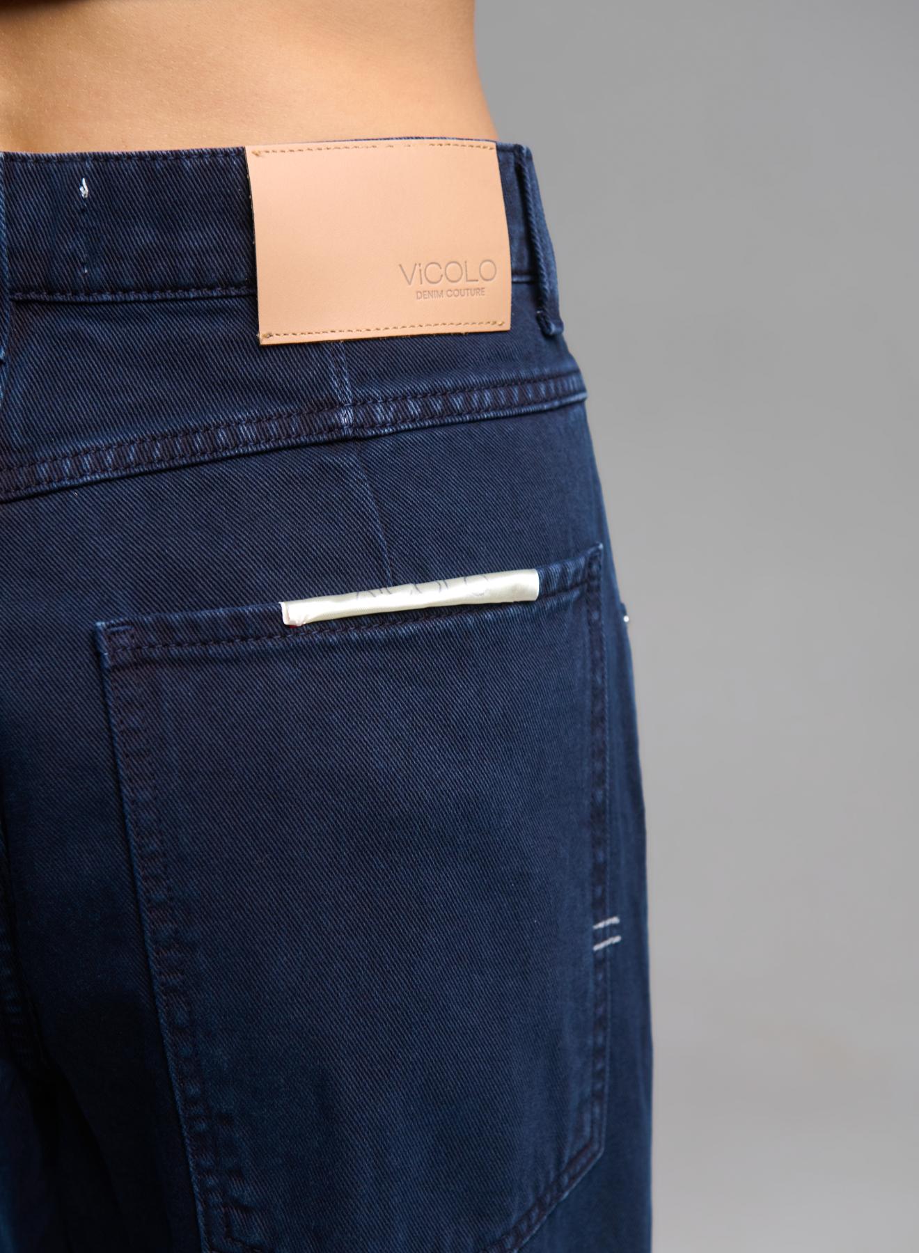 Σκούρο Μπλε wide leg Παντελόνι Jean Icon Mia Vicolo - 5