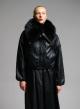 Black eco leather Jacket with eco fur lapel and with elasticated hem M.C. - 0