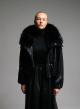 Black eco leather Jacket with eco fur lapel and with elasticated hem M.C. - 4