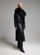 Black eco leather Jacket with eco fur lapel and with elasticated hem M.C.-8