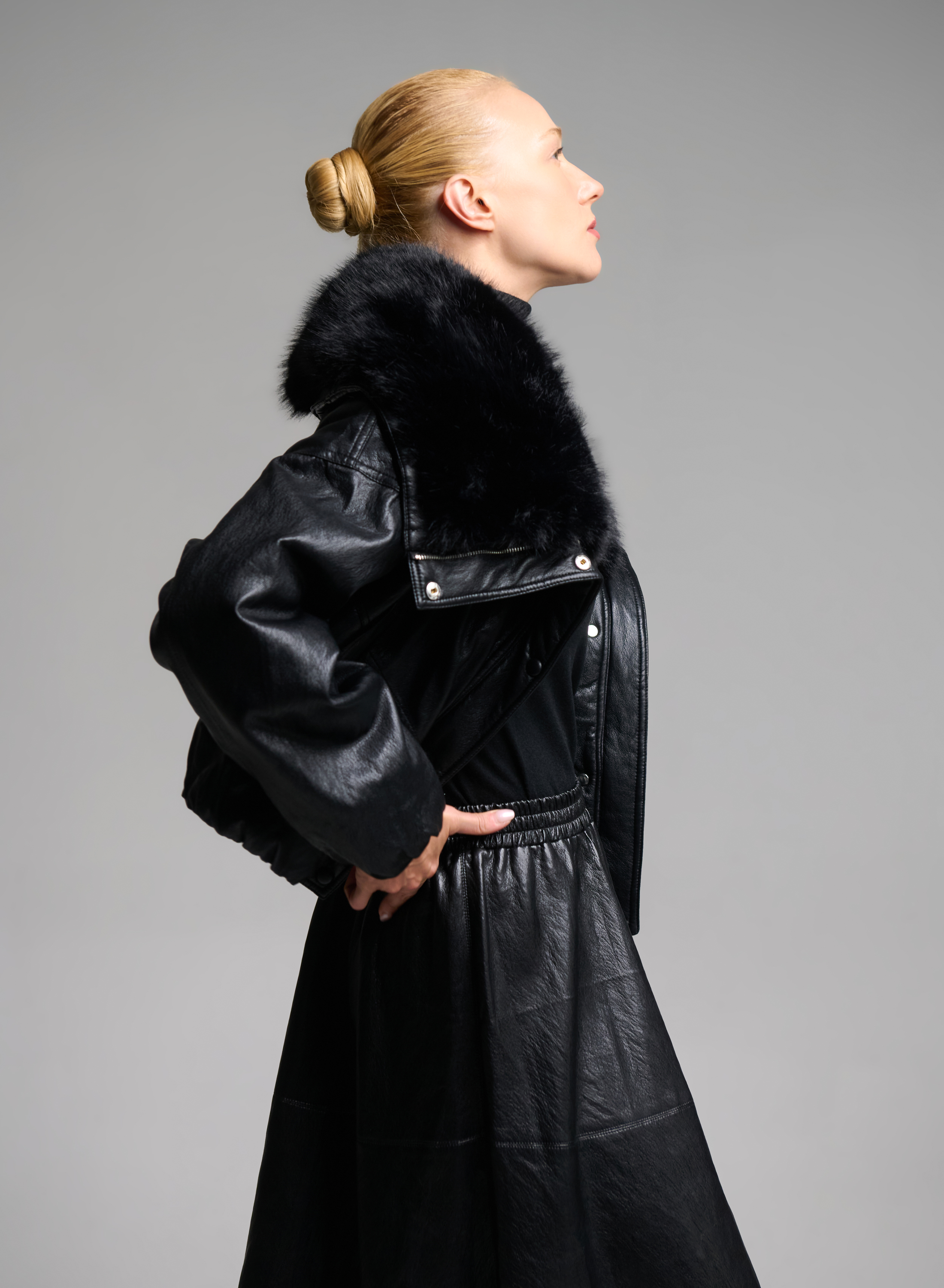 Black eco leather Skirt with elasticated waistband Vicolo - 5