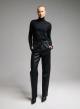 Black eco leather Trousers with elasticated waistband with drawstring "CHARLOTTE" Devotion Twins - 2