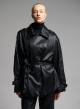 Black double breasted eco leather Jacket with belt MY STAR - 0