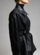 Black double breasted eco leather Jacket with belt MY STAR - 3